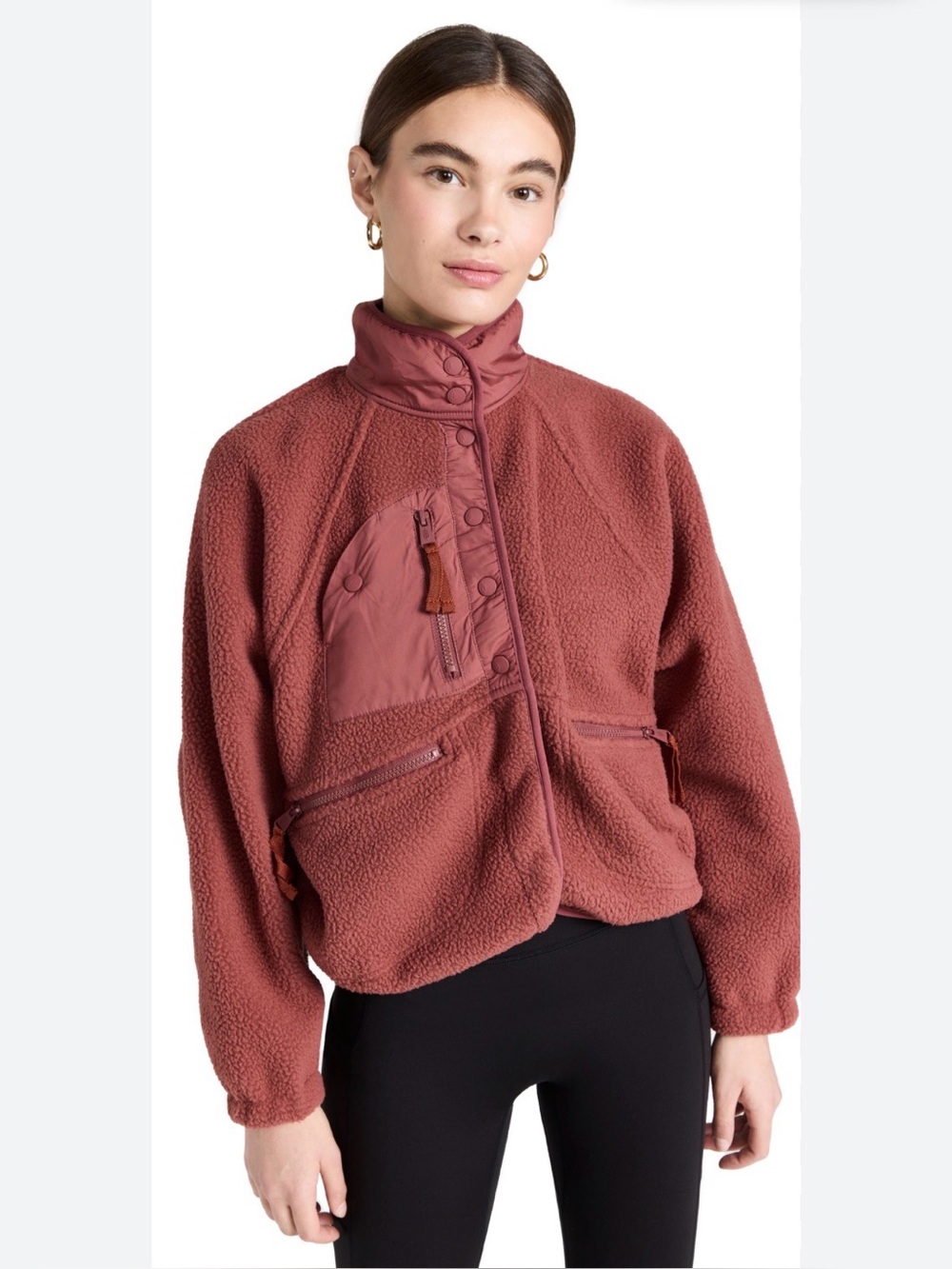 Free People Movement Hit The Slopes Fleece Jacket in Henna Women’s Large